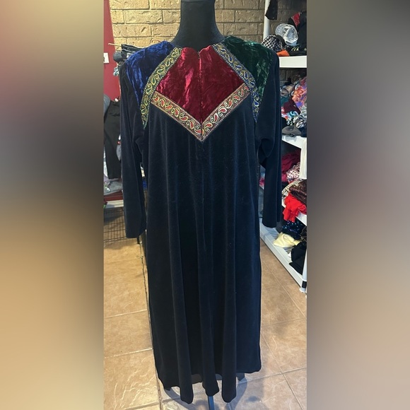 Vintage Kathleen Usherwood for Periphery Velvet Maxi Dress M USA Boho Glam - Picture 2 of 10